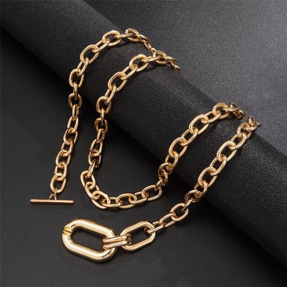 Zara Set Gold Silver Double Interlock Oval Circle Link Chain 2-Necklaces - Picture 2 of 14